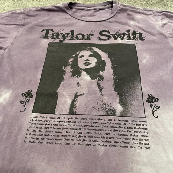 Taylor Swift Speak Now Taylors Version Shirt Womens Large Purple Tie Dye Cotton - Picture 3 of 9